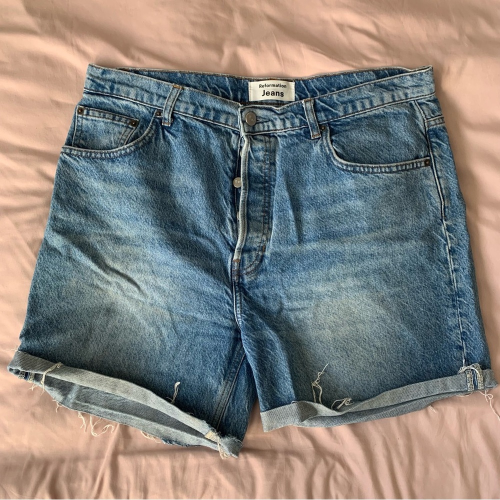 Reformation Distress High Waisted Shorts Size 31